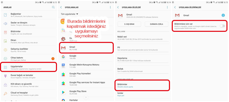 Android Uygulama Bildirimlerini Kapatma