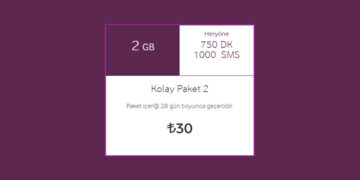 Vodafone faturasız Kolay Paket 2
