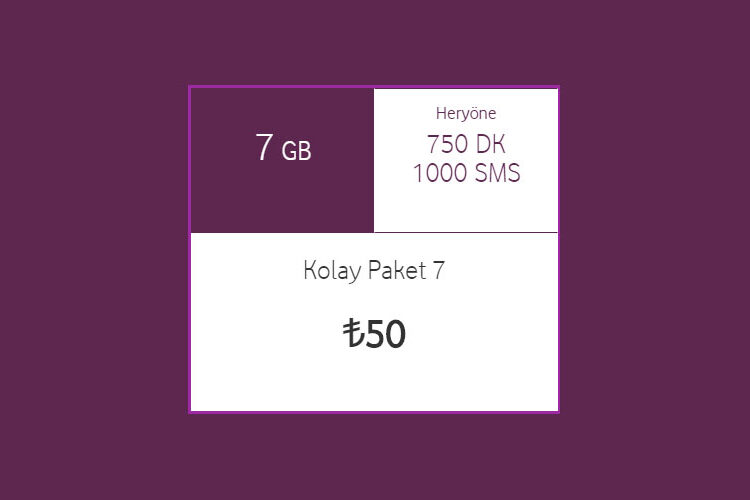 Vodafone Faturasız Kolay Paket 7