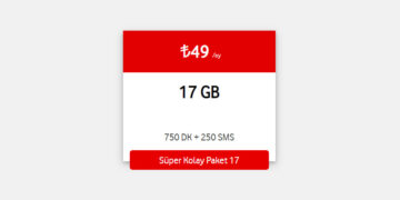 Vodafone Faturasız Süper Kolay Paket 17