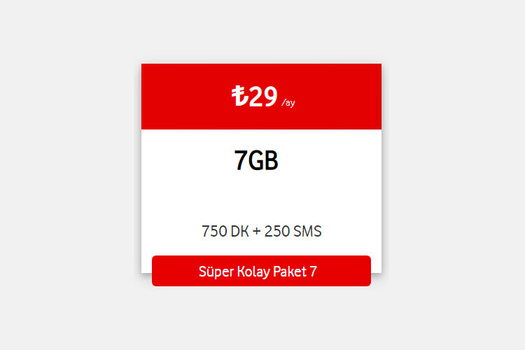 Vodafone Faturasız Süper Kolay Paket 7