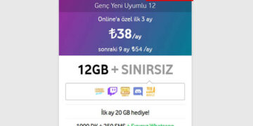 Vodafone faturasız kampanyaları için genç uyumlu 12 paketi